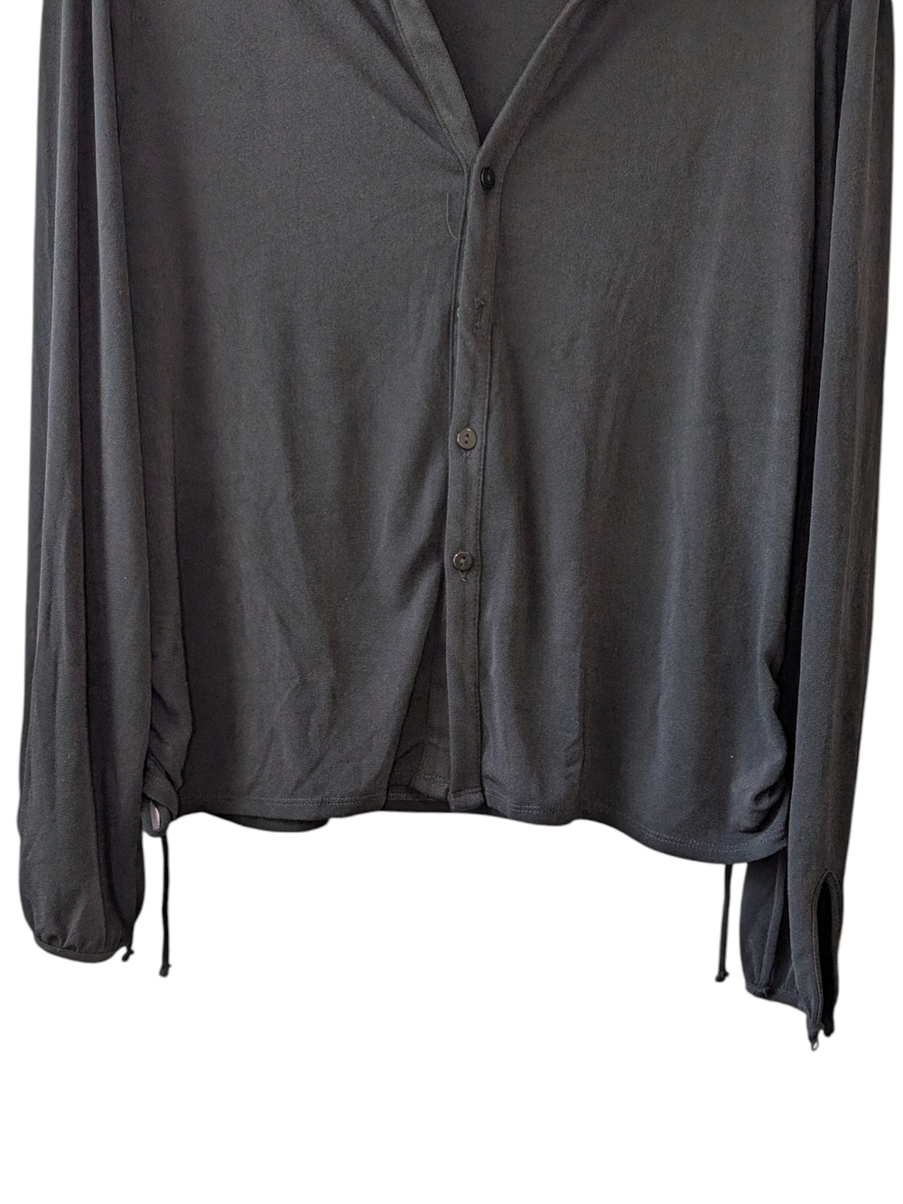 ADRIANNA PAPELL WOMEN'S BLACK LONG-SLEEVE BUTTON DOWN TOP SIZE XL - Picture 5 of 10